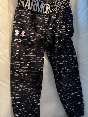 Under Armour Girls' Black Printed Compression Leggings